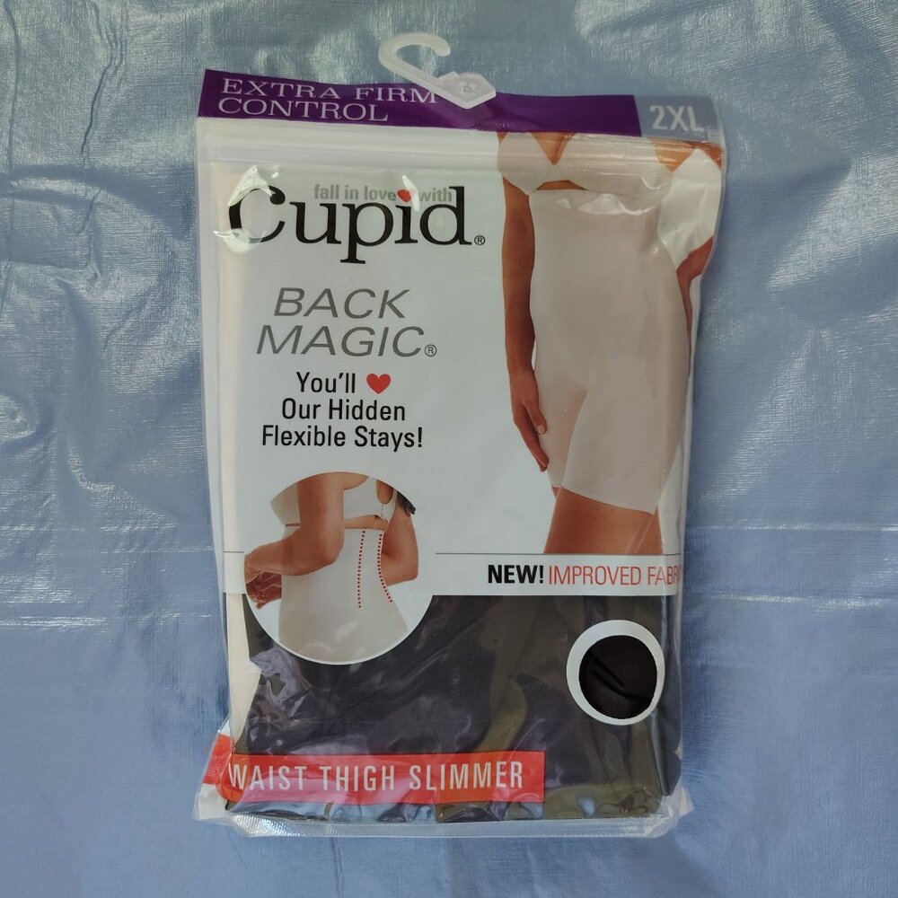 New Cupid Black Extra Firm Control Hi-Waist Thigh Slimmer 2XL